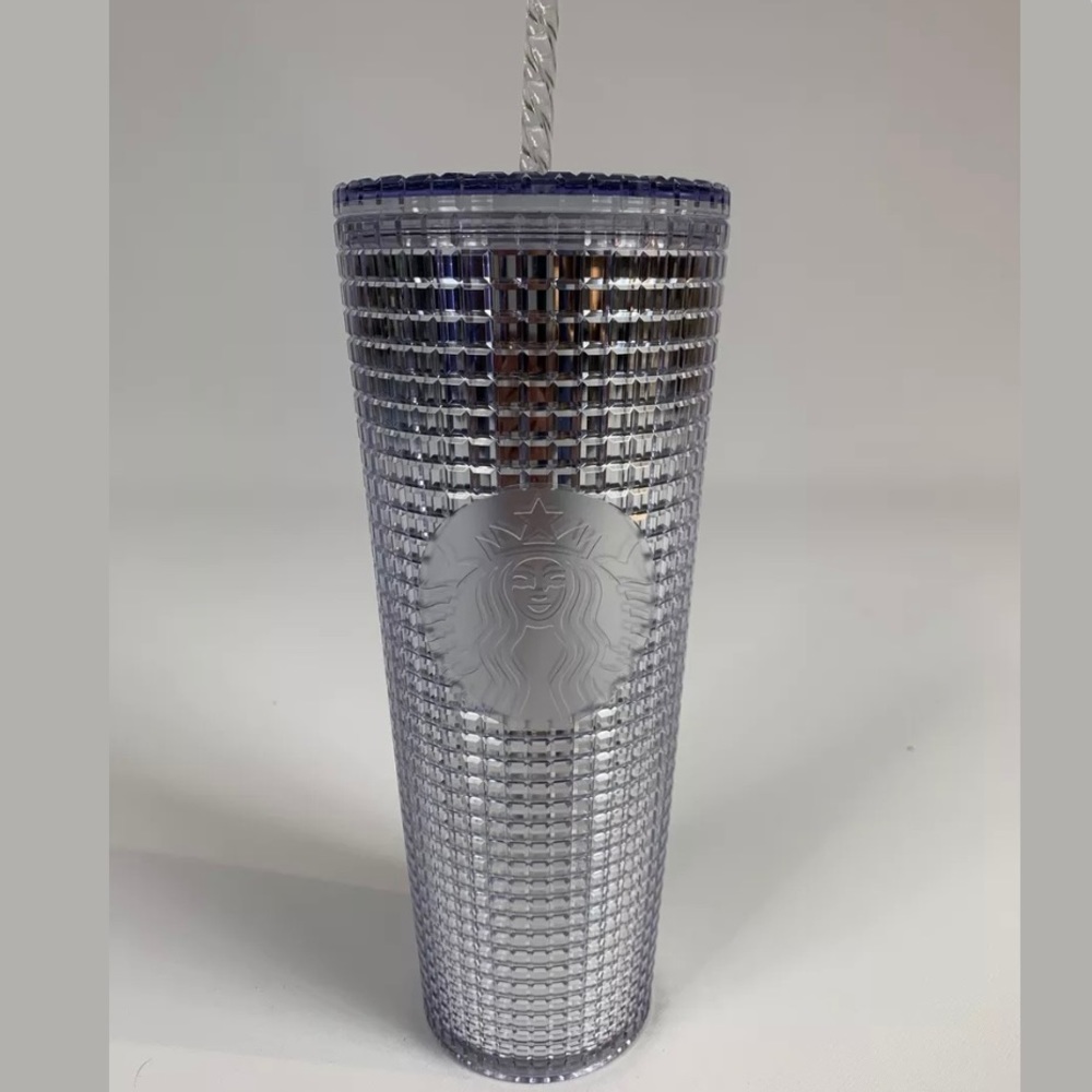 Starbucks Holiday 2020 Silver Disco Grid Tumbler